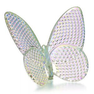 NEW IN BOX Baccarat Iridescent Diamant 2.5" Lucky Crystal Butterfly Ornament